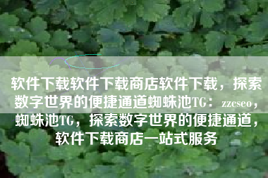 软件下载软件下载商店软件下载，探索数字世界的便捷通道蜘蛛池TG：zzcseo，蜘蛛池TG，探索数字世界的便捷通道，软件下载商店一站式服务