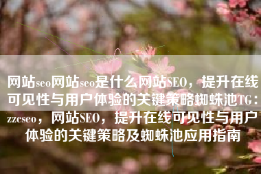网站seo网站seo是什么网站SEO，提升在线可见性与用户体验的关键策略蜘蛛池TG：zzcseo，网站SEO，提升在线可见性与用户体验的关键策略及蜘蛛池应用指南