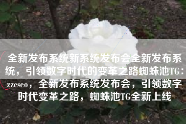 全新发布系统新系统发布会全新发布系统，引领数字时代的变革之路蜘蛛池TG：zzcseo，全新发布系统发布会，引领数字时代变革之路，蜘蛛池TG全新上线