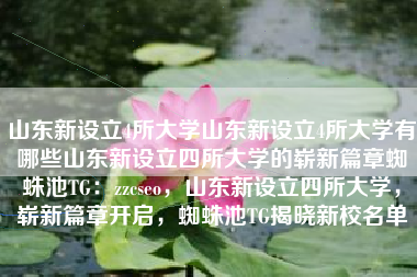 山东新设立4所大学山东新设立4所大学有哪些山东新设立四所大学的崭新篇章蜘蛛池TG：zzcseo，山东新设立四所大学，崭新篇章开启，蜘蛛池TG揭晓新校名单