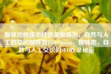 蜘蛛池蜘蛛池秒收录蜘蛛池，自然与人工的交织蜘蛛池TG：zzcseo，蜘蛛池，自然与人工交织的SEO收录秘密