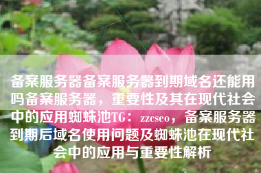 备案服务器备案服务器到期域名还能用吗备案服务器，重要性及其在现代社会中的应用蜘蛛池TG：zzcseo，备案服务器到期后域名使用问题及蜘蛛池在现代社会中的应用与重要性解析