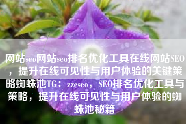 网站seo网站seo排名优化工具在线网站SEO，提升在线可见性与用户体验的关键策略蜘蛛池TG：zzcseo，SEO排名优化工具与策略，提升在线可见性与用户体验的蜘蛛池秘籍