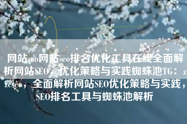 网站seo网站seo排名优化工具在线全面解析网站SEO，优化策略与实践蜘蛛池TG：zzcseo，全面解析网站SEO优化策略与实践，SEO排名工具与蜘蛛池解析