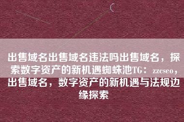 出售域名出售域名违法吗出售域名，探索数字资产的新机遇蜘蛛池TG：zzcseo，出售域名，数字资产的新机遇与法规边缘探索