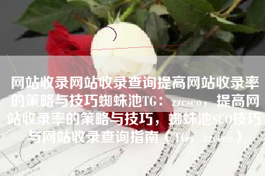 网站收录网站收录查询提高网站收录率的策略与技巧蜘蛛池TG：zzcseo，提高网站收录率的策略与技巧，蜘蛛池SEO技巧与网站收录查询指南（TG，zzcseo）