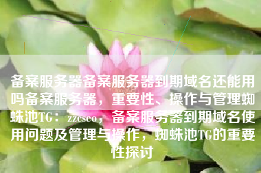 备案服务器备案服务器到期域名还能用吗备案服务器，重要性、操作与管理蜘蛛池TG：zzcseo，备案服务器到期域名使用问题及管理与操作，蜘蛛池TG的重要性探讨