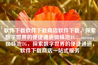 软件下载软件下载商店软件下载，探索数字世界的便捷通道蜘蛛池TG：zzcseo，蜘蛛池TG，探索数字世界的便捷通道，软件下载商店一站式服务